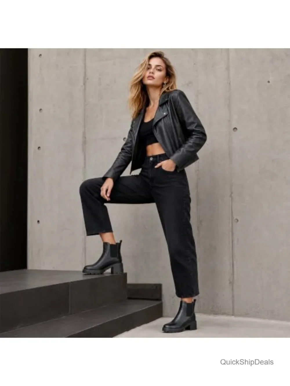 Women's Chelsea Ankle Boots Platform Chunky Heel Lug Sole Slip-On Booties